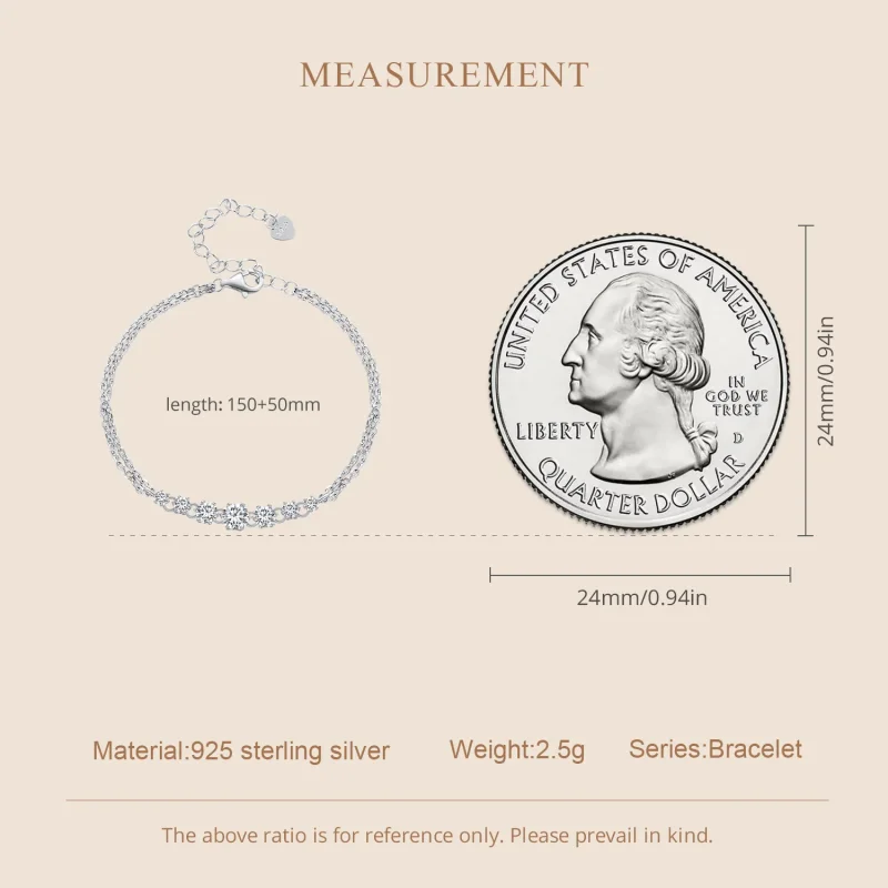 (immagine per) Braccialetto in stile Pandora con Moissanite (Un Certificato) - MSB008 - Visualizza 5