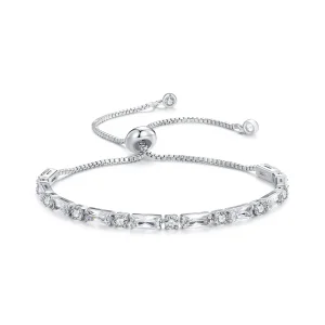 Braccialetto scorrevole in stile Pandora con zirconi scintillanti - YIB062 (immagine per) Braccialetto scorrevole in stile Pandora con zirconi scintillanti - YIB062