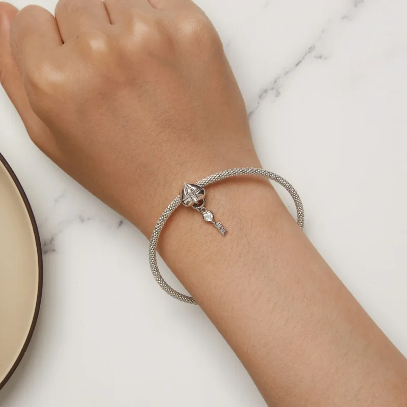 (immagine per) Charm a forma di chiave con lucchetto a forma di cuore in stile Pandora - SCC258 - Visualizza 7