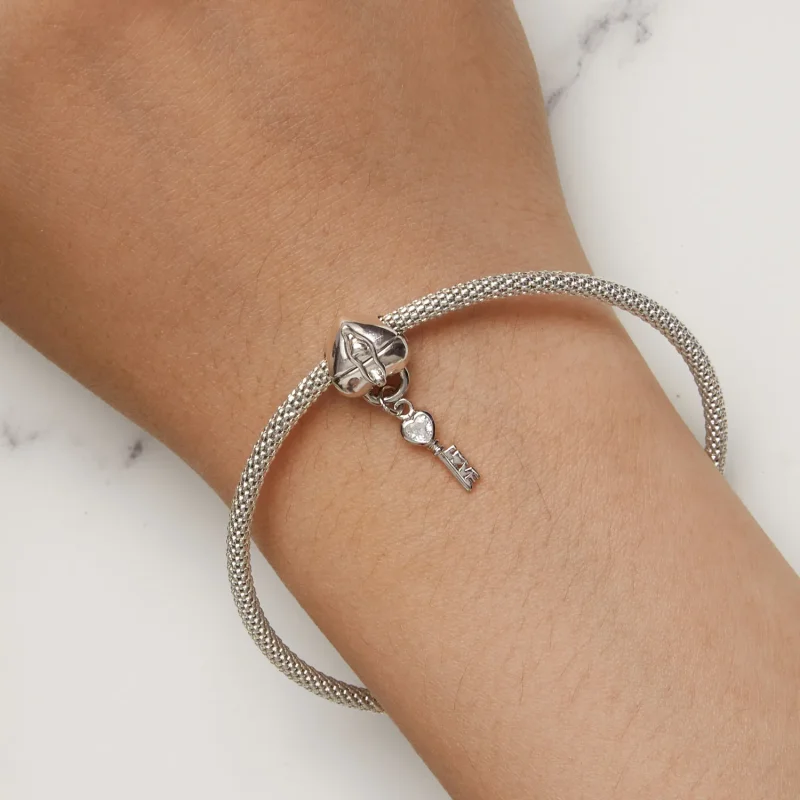 (immagine per) Charm a forma di chiave con lucchetto a forma di cuore in stile Pandora - SCC258 - Visualizza 8