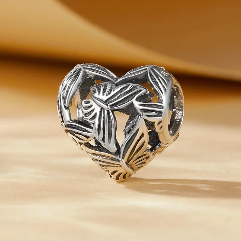 (immagine per) Charm a forma di cuore a forma di farfalla nello stile di Pandora - SCC2576 - Visualizza 2
