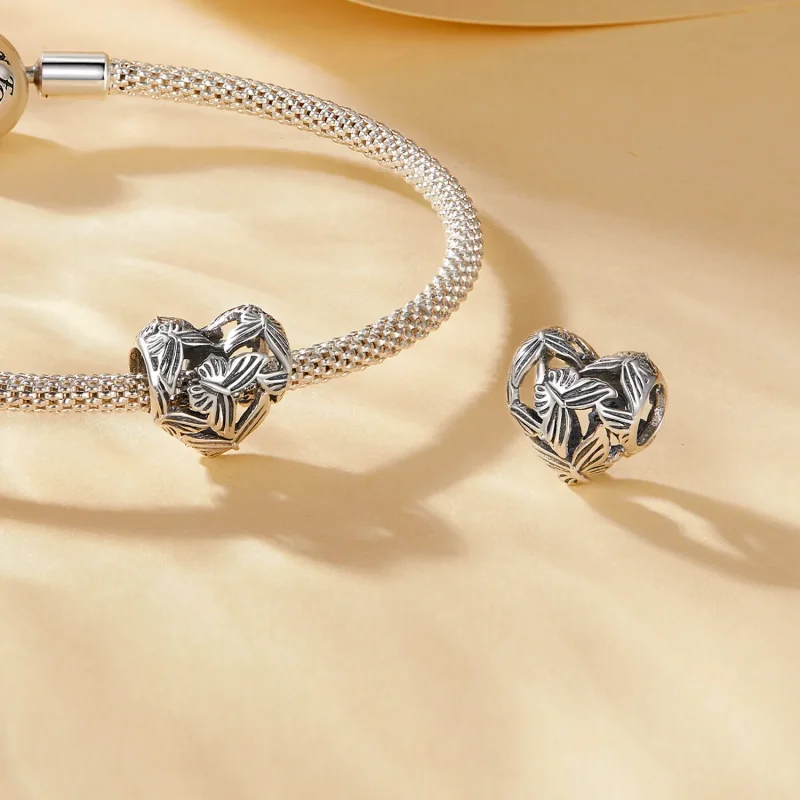 (immagine per) Charm a forma di cuore a forma di farfalla nello stile di Pandora - SCC2576 - Visualizza 4