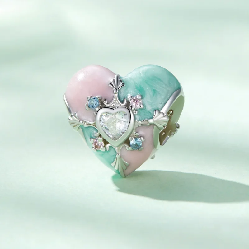 (immagine per) Charm a forma di cuore Pandora Style per Pasqua - BSC782 - Visualizza 2