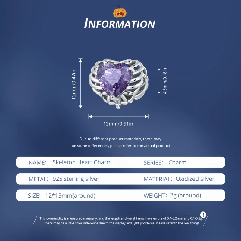 (immagine per) Charm a forma di cuore scheletro in stile Pandora - BSC910 - Visualizza 6