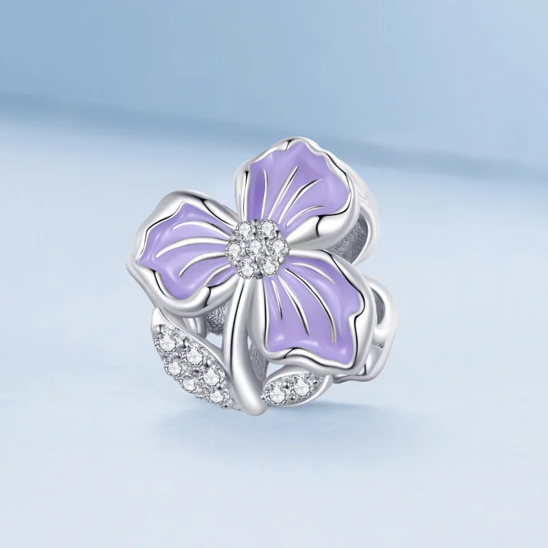 (immagine per) Charm a forma di fiore viola in stile Pandora - BSC890 - Visualizza 2