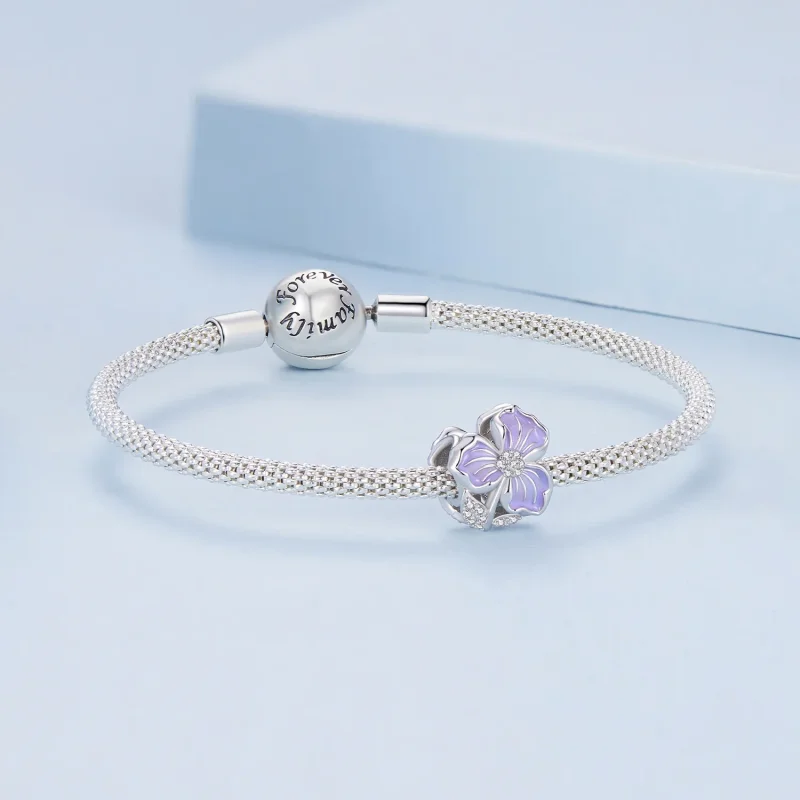 (immagine per) Charm a forma di fiore viola in stile Pandora - BSC890 - Visualizza 5