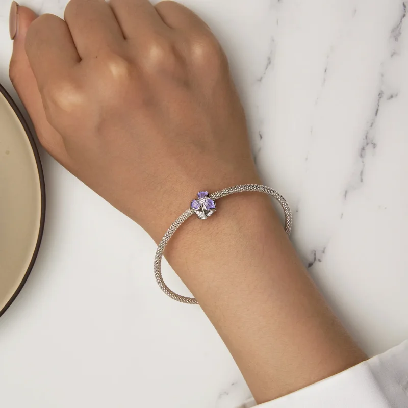 (immagine per) Charm a forma di fiore viola in stile Pandora - BSC890 - Visualizza 6