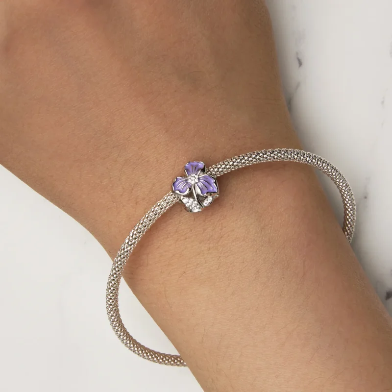 (immagine per) Charm a forma di fiore viola in stile Pandora - BSC890 - Visualizza 7