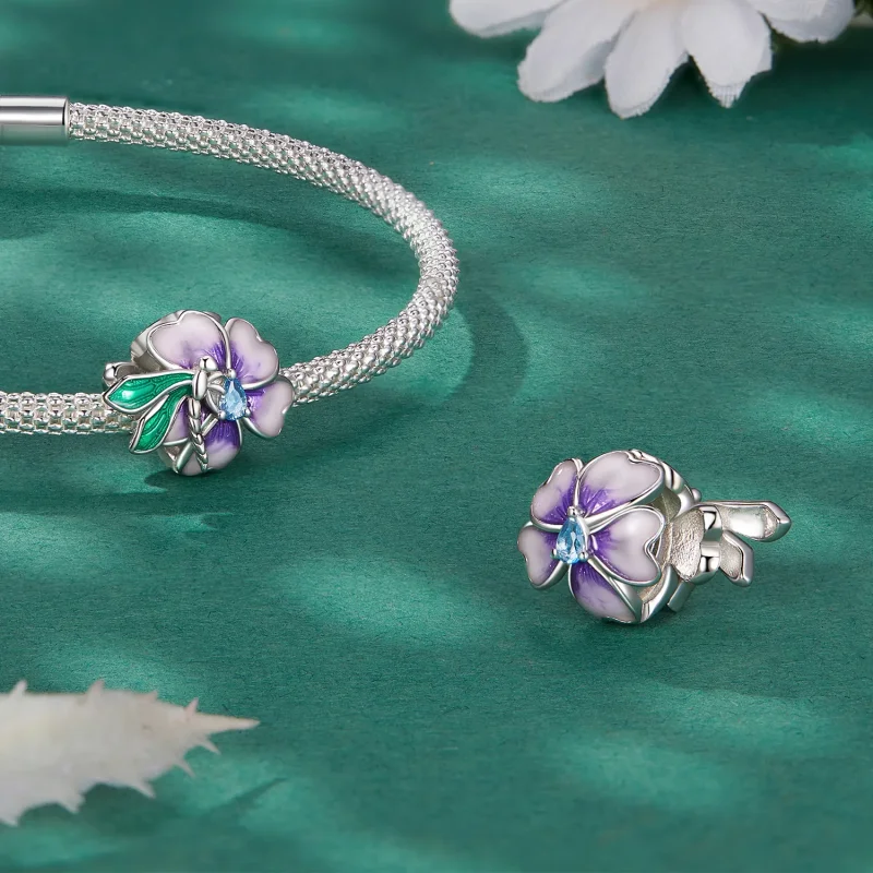 (immagine per) Charm a forma di libellula e fiore in stile Pandora - BSC786 - Visualizza 4