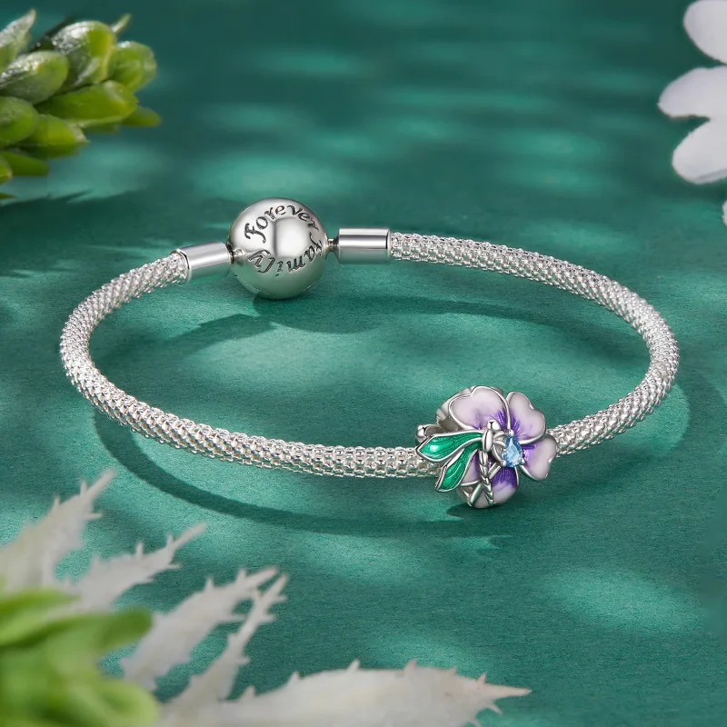 (immagine per) Charm a forma di libellula e fiore in stile Pandora - BSC786 - Visualizza 5