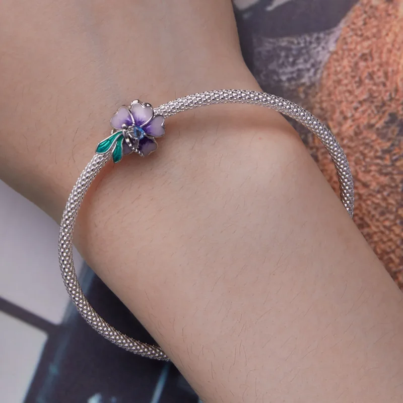 (immagine per) Charm a forma di libellula e fiore in stile Pandora - BSC786 - Visualizza 6