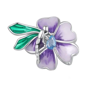 (immagine per) Charm a forma di libellula e fiore in stile Pandora - BSC786