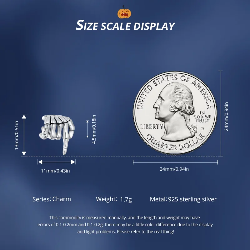 (immagine per) Charm a forma di mano scheletrica di stile Pandora - BSC909 - Visualizza 7