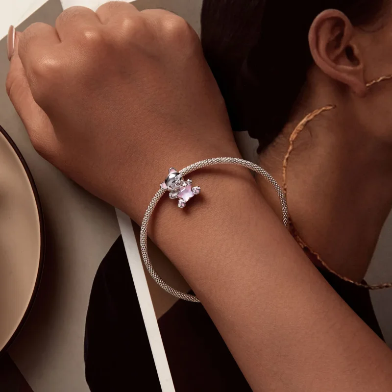 (immagine per) Charm a forma di orsetto rosa con stella, stile Pandora - SCC2638 - Visualizza 4