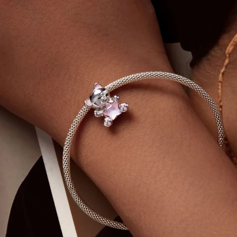 (immagine per) Charm a forma di orsetto rosa con stella, stile Pandora - SCC2638 - Visualizza 5
