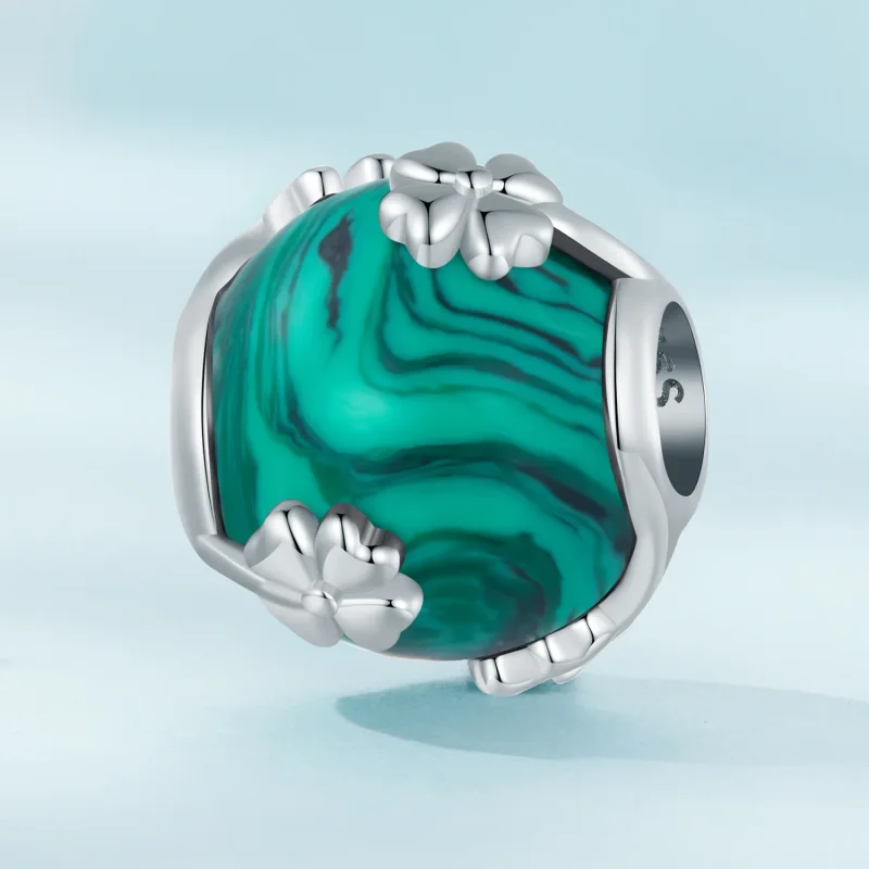 (immagine per) Charm a forma di quadrifoglio in malachite stile Pandora - SCC2489 - Visualizza 2