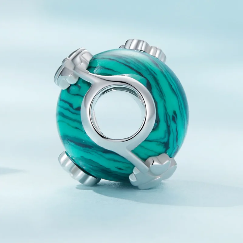 (immagine per) Charm a forma di quadrifoglio in malachite stile Pandora - SCC2489 - Visualizza 3