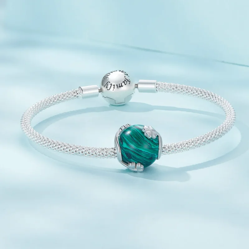 (immagine per) Charm a forma di quadrifoglio in malachite stile Pandora - SCC2489 - Visualizza 5