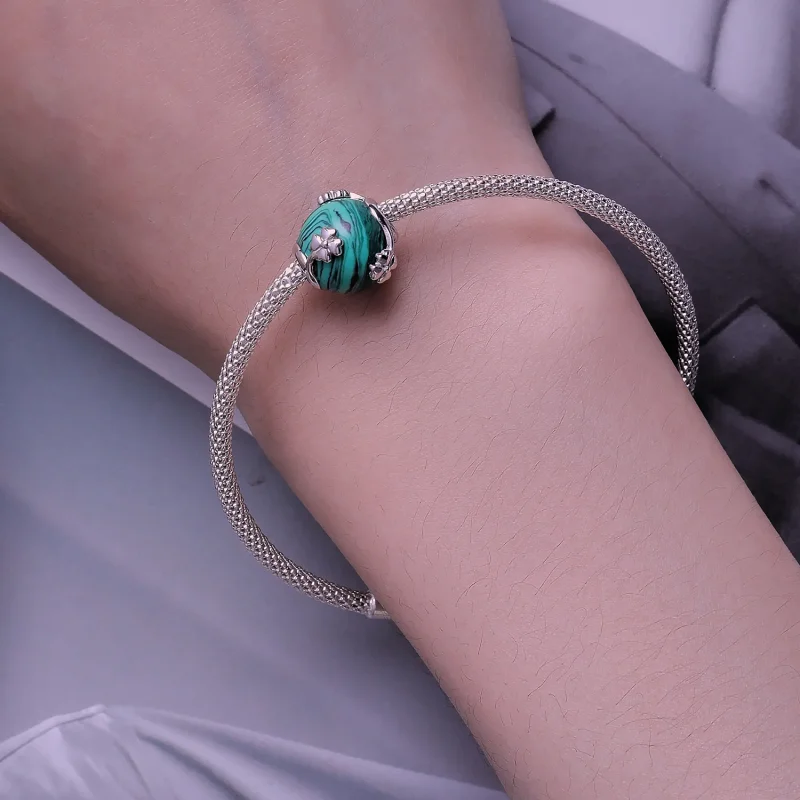 (immagine per) Charm a forma di quadrifoglio in malachite stile Pandora - SCC2489 - Visualizza 6