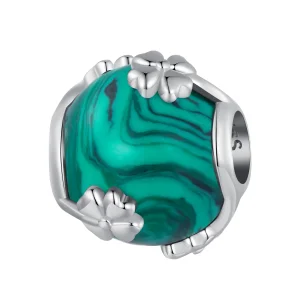(immagine per) Charm a forma di quadrifoglio in malachite stile Pandora - SCC2489