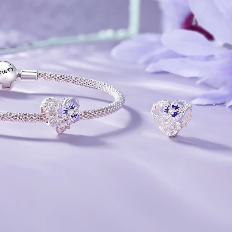 (immagine per) Charm stile Pandora con fiore di pensée - SCC2585 - Visualizza 4