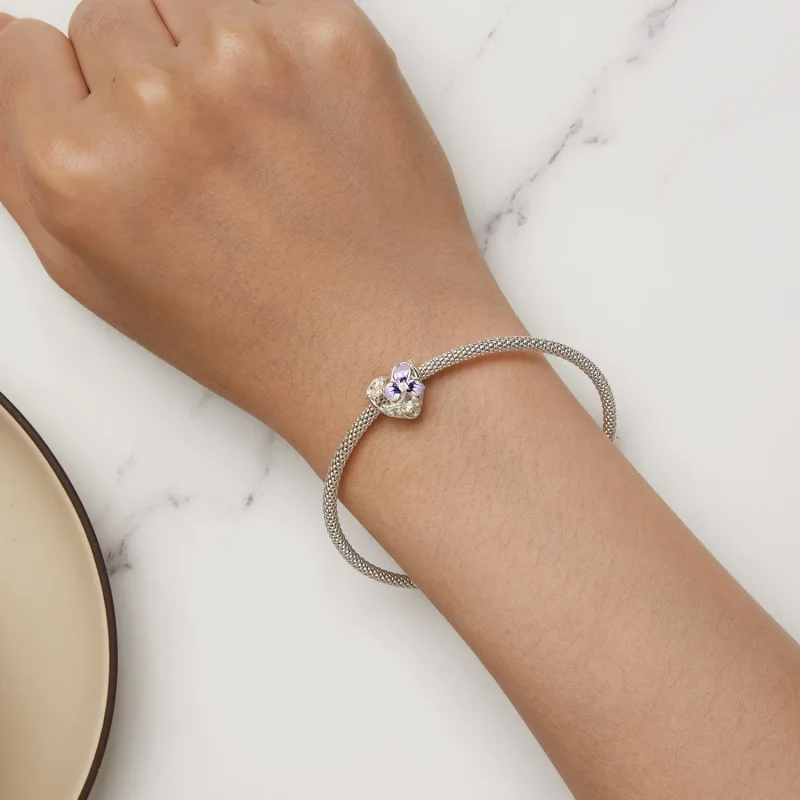 (immagine per) Charm stile Pandora con fiore di pensée - SCC2585 - Visualizza 6