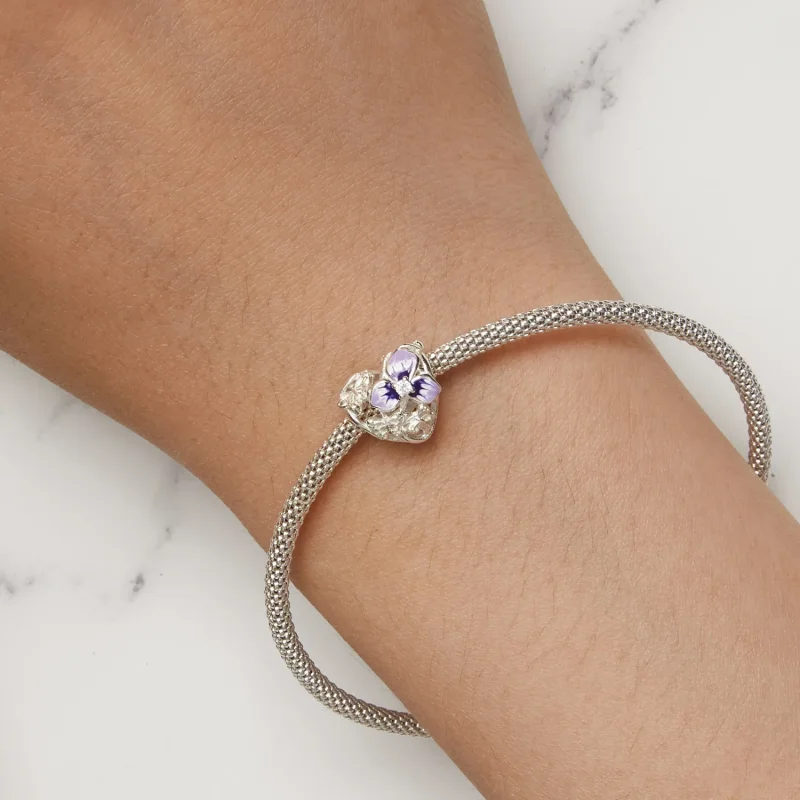 (immagine per) Charm stile Pandora con fiore di pensée - SCC2585 - Visualizza 7