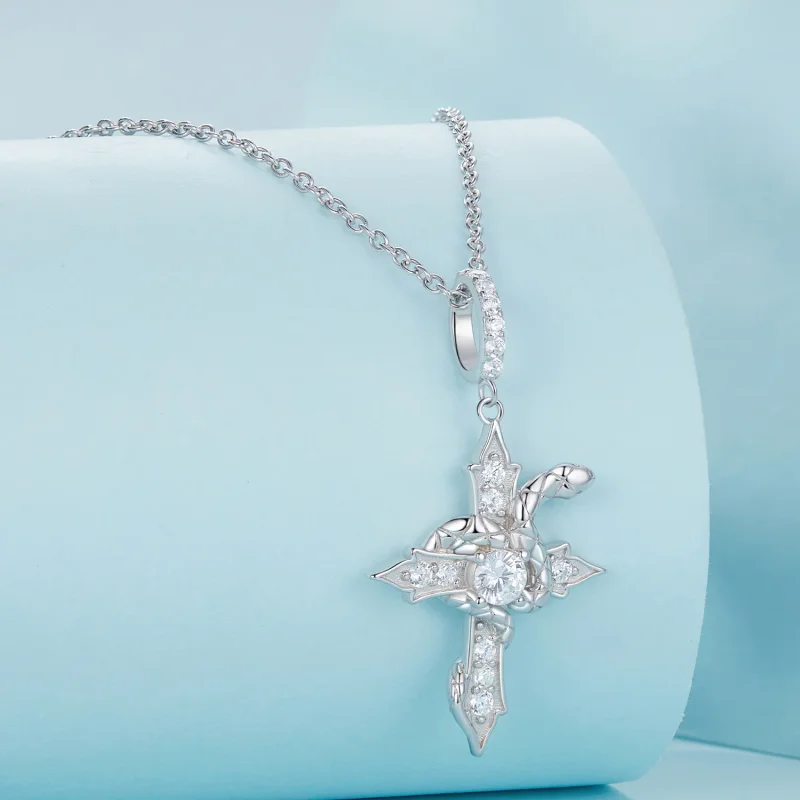 (immagine per) Collana a croce stile Pandora con serpente - SCN500 - Visualizza 2