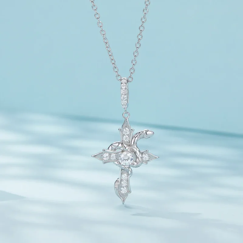 (immagine per) Collana a croce stile Pandora con serpente - SCN500 - Visualizza 3
