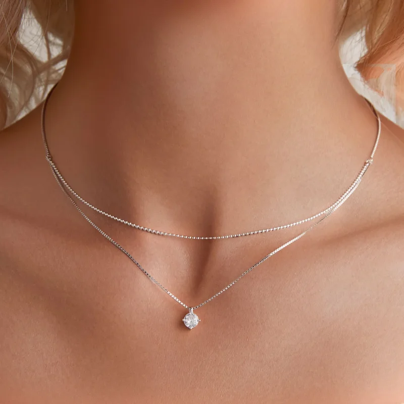 (immagine per) Collana a doppio strato di stile Pandora, brillante - BSN358 - Visualizza 5