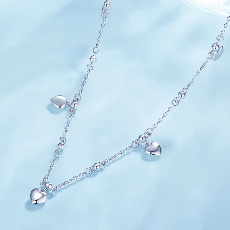 (immagine per) Collana a girocollo con pendente a forma di cuore con nappina stile Pandora - BS - Visualizza 3