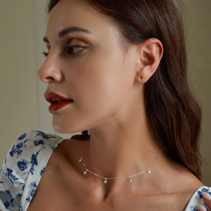 (immagine per) Collana a girocollo con pendente a forma di cuore con nappina stile Pandora - BS - Visualizza 5