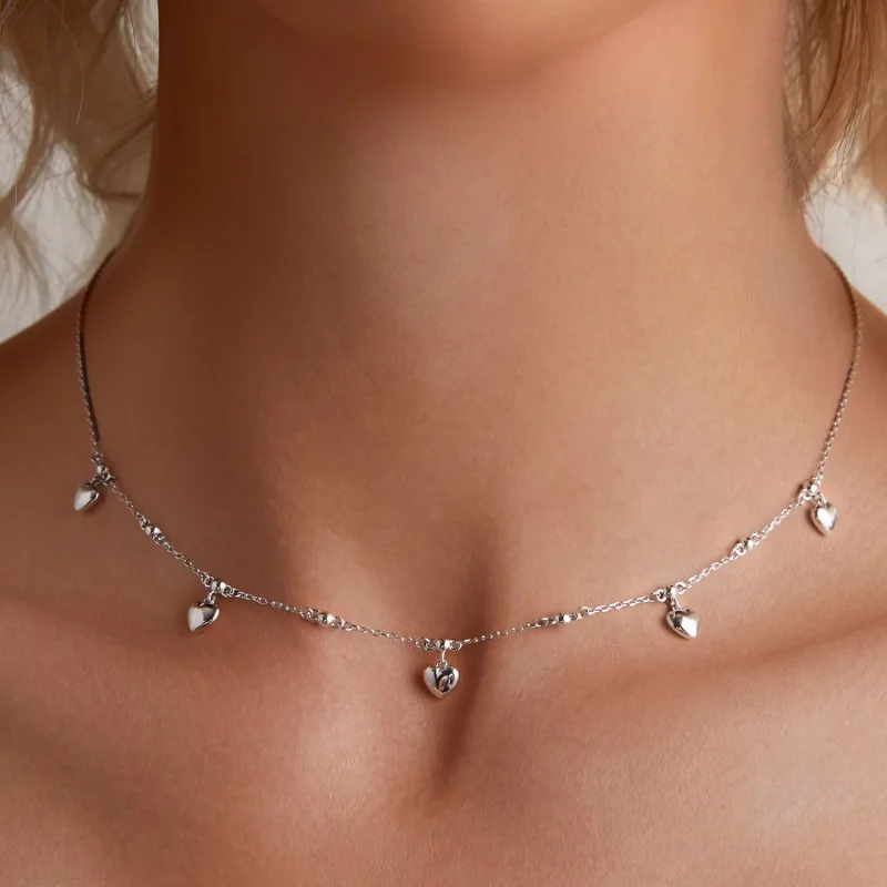 (immagine per) Collana a girocollo con pendente a forma di cuore con nappina stile Pandora - BS - Visualizza 6