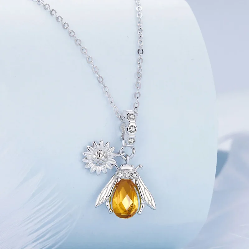 (immagine per) Collana con ciondolo a forma di ape e margherita stile Pandora - BSN356 - Visualizza 2