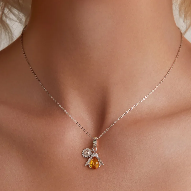 (immagine per) Collana con ciondolo a forma di ape e margherita stile Pandora - BSN356 - Visualizza 5