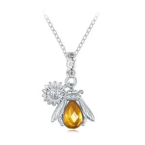 Collana con ciondolo a forma di ape e margherita stile Pandora - BSN356 (immagine per) Collana con ciondolo a forma di ape e margherita stile Pandora - BSN356
