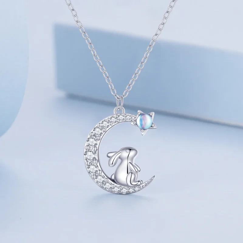 (immagine per) Collana con ciondolo a forma di coniglio lunare in stile Pandora - BSN302 - Visualizza 3