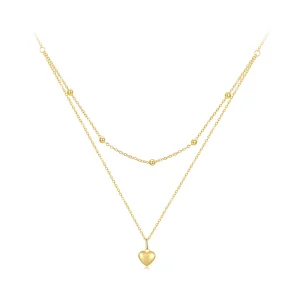 Collana con perline a cuore d'amore dorato in stile Pandora - BSN168-B (immagine per) Collana con perline a cuore d'amore dorato in stile Pandora - BSN168-B