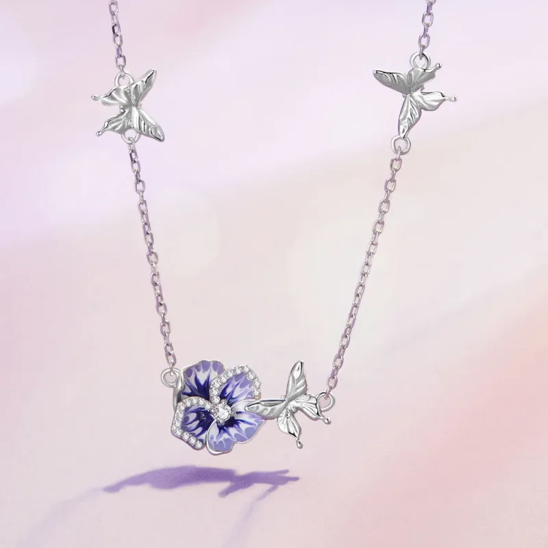 (immagine per) Collana elastica con fiore di pensée stile Pandora - BSN336 - Visualizza 2