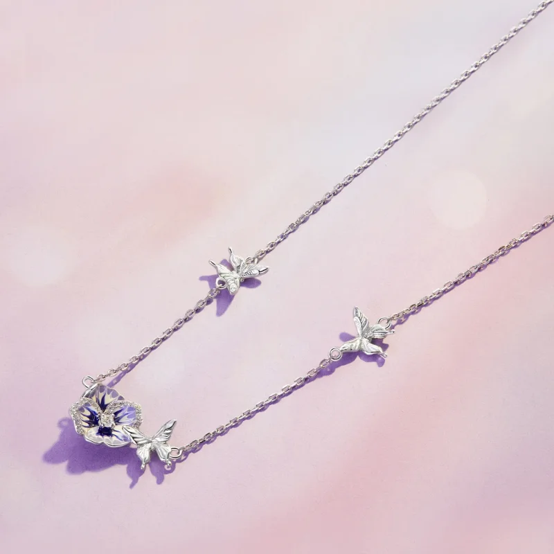 (immagine per) Collana elastica con fiore di pensée stile Pandora - BSN336 - Visualizza 3