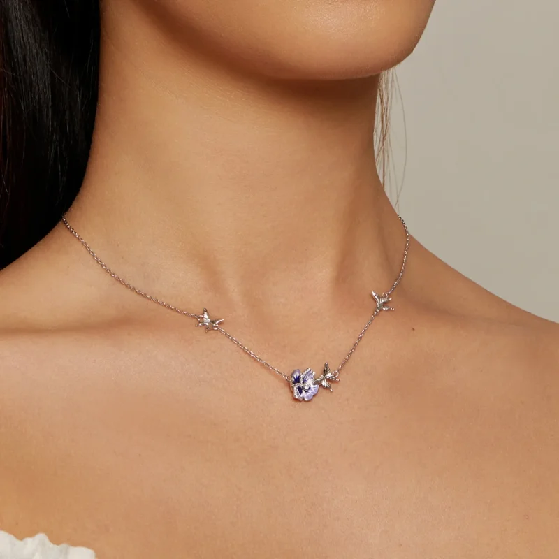 (immagine per) Collana elastica con fiore di pensée stile Pandora - BSN336 - Visualizza 5