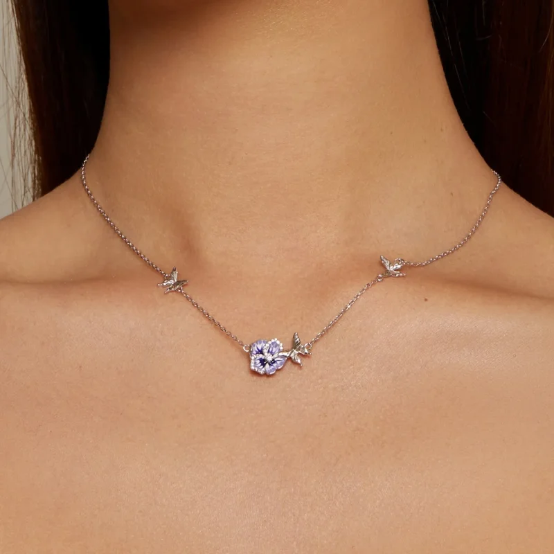 (immagine per) Collana elastica con fiore di pensée stile Pandora - BSN336 - Visualizza 6