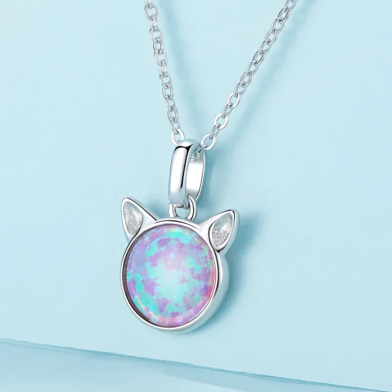 (immagine per) Collana in stile Pandora con gatto e opale - SCN496 - Visualizza 2