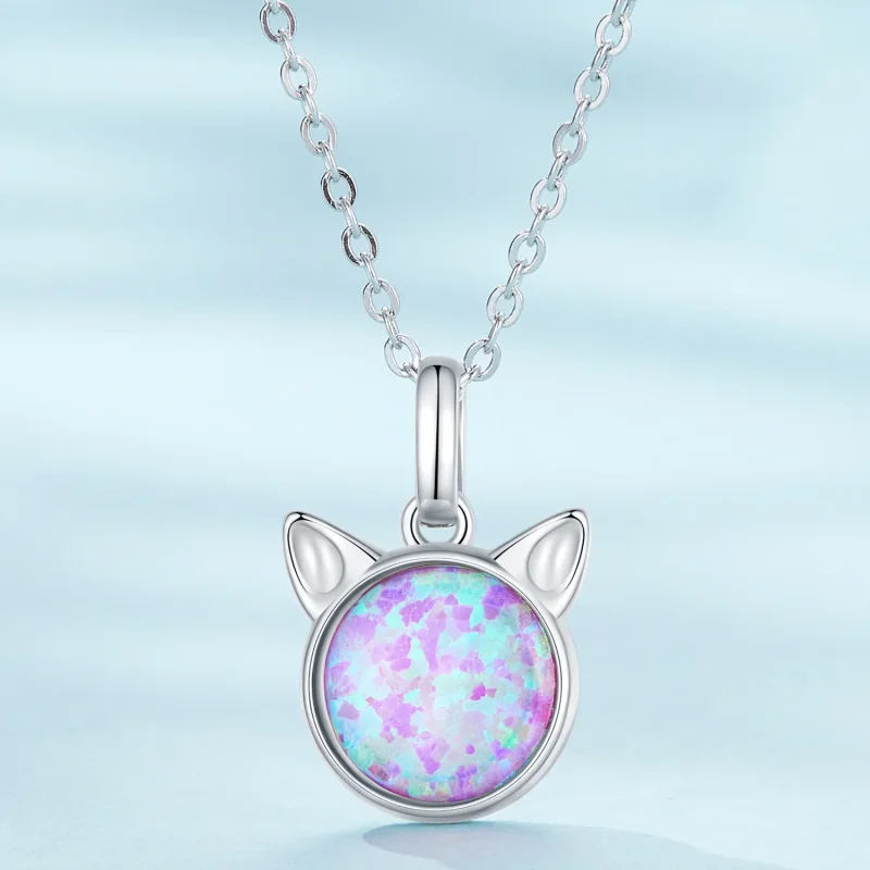 (immagine per) Collana in stile Pandora con gatto e opale - SCN496 - Visualizza 3