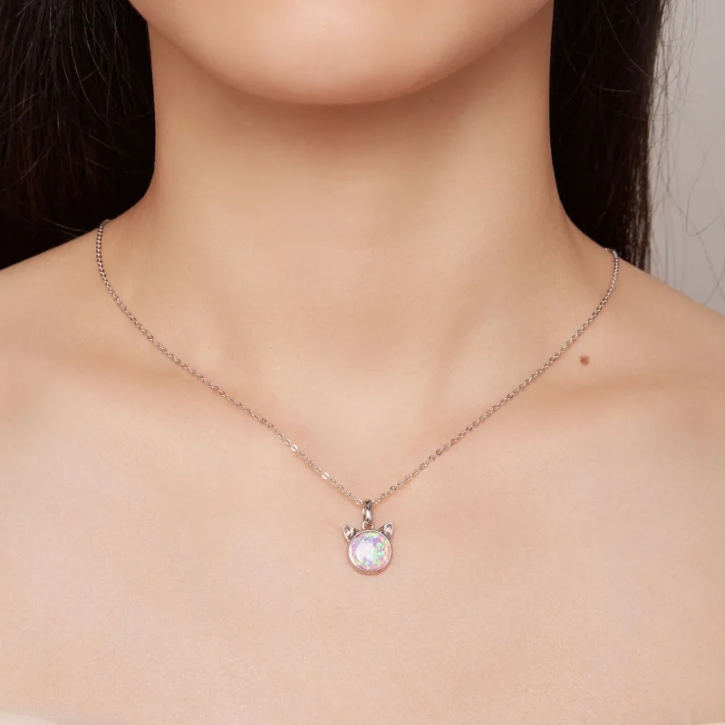 (immagine per) Collana in stile Pandora con gatto e opale - SCN496 - Visualizza 6