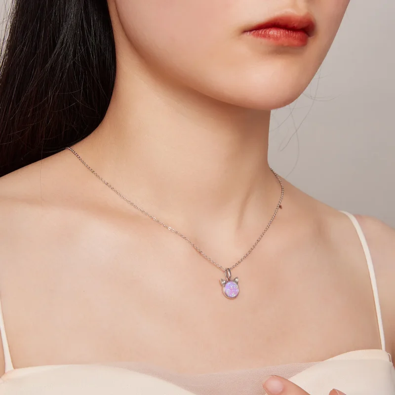 (immagine per) Collana in stile Pandora con gatto e opale - SCN496 - Visualizza 8