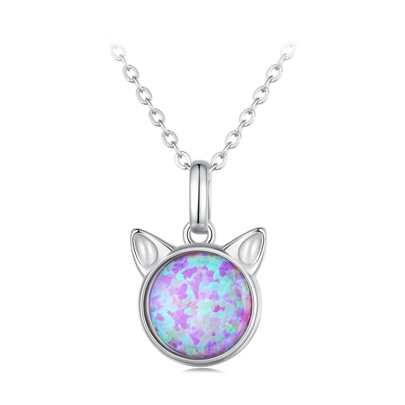 (immagine per) Collana in stile Pandora con gatto e opale - SCN496 - Visualizza 9