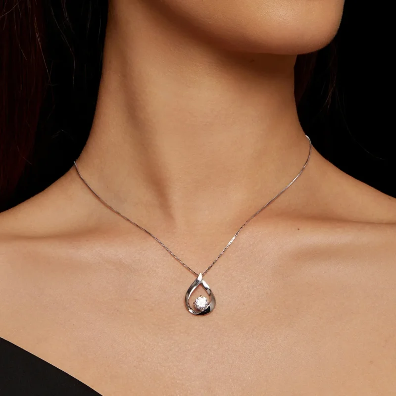 (immagine per) Collana in stile Pandora con goccia d'acqua in Moissanite (un certificato) - MSN - Visualizza 5
