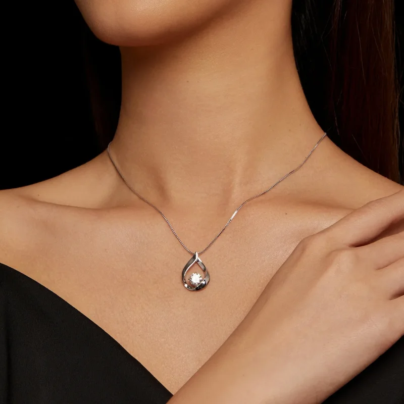 (immagine per) Collana in stile Pandora con goccia d'acqua in Moissanite (un certificato) - MSN - Visualizza 6