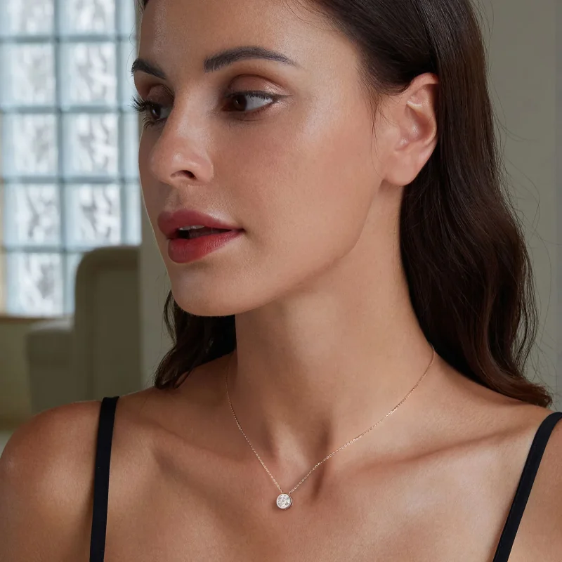 (immagine per) Collana in stile Pandora con Moissanite da 1 carato (Un certificato) - MSN021 - Visualizza 6
